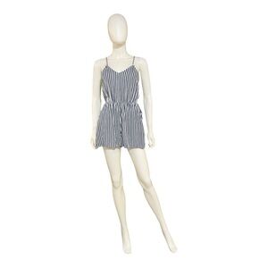 H&M Divided White/Blue Striped Romper, 3XS